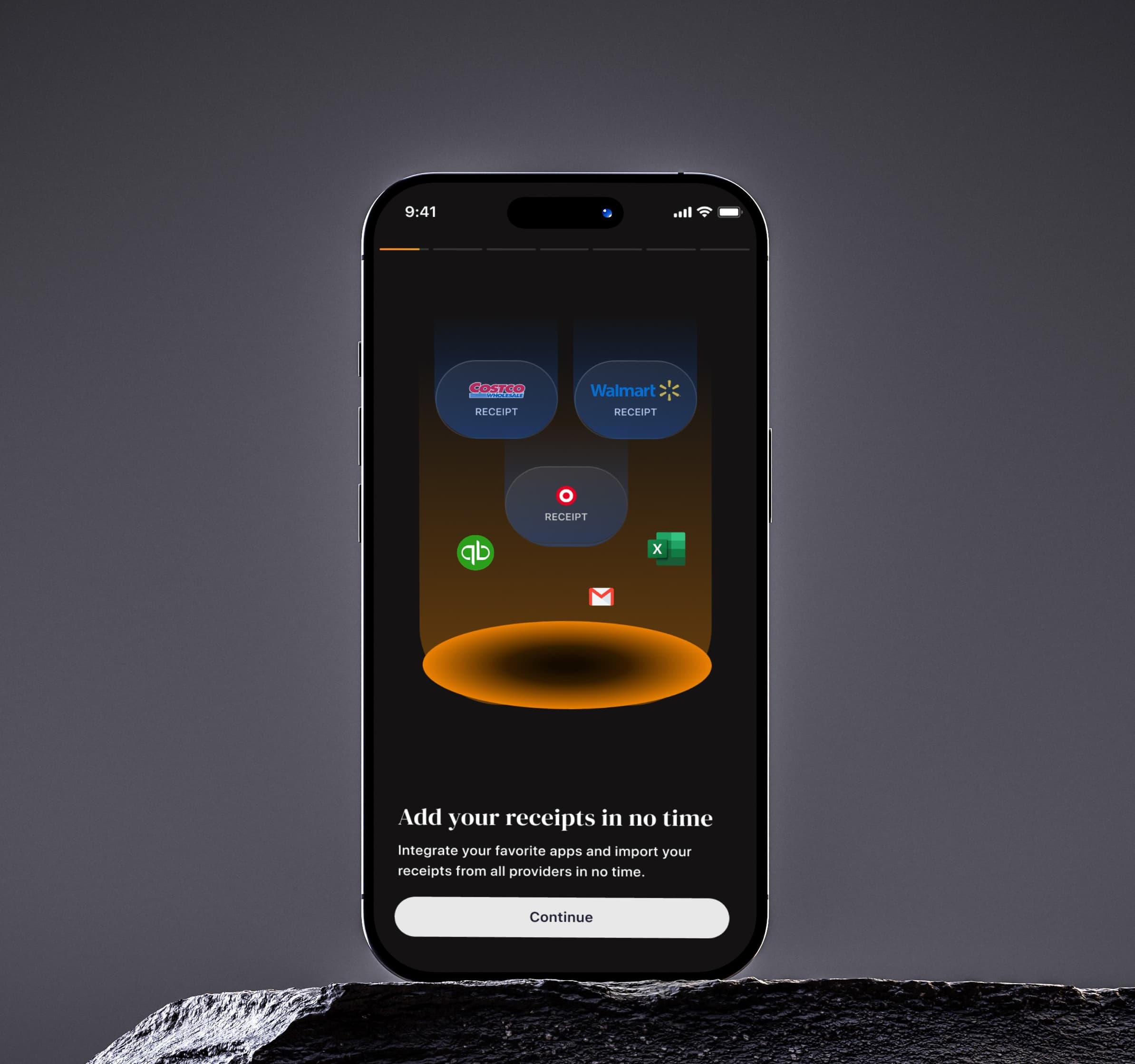 Squirll receipt integration onboarding screen