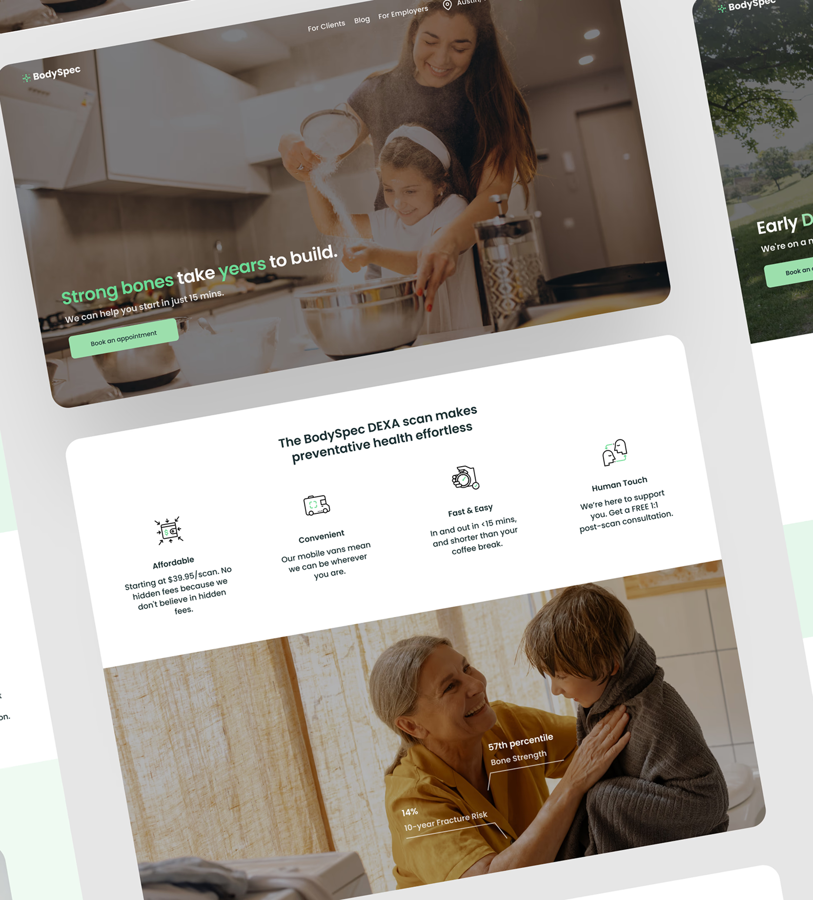 BodySpec final homepage design with hero and benefits