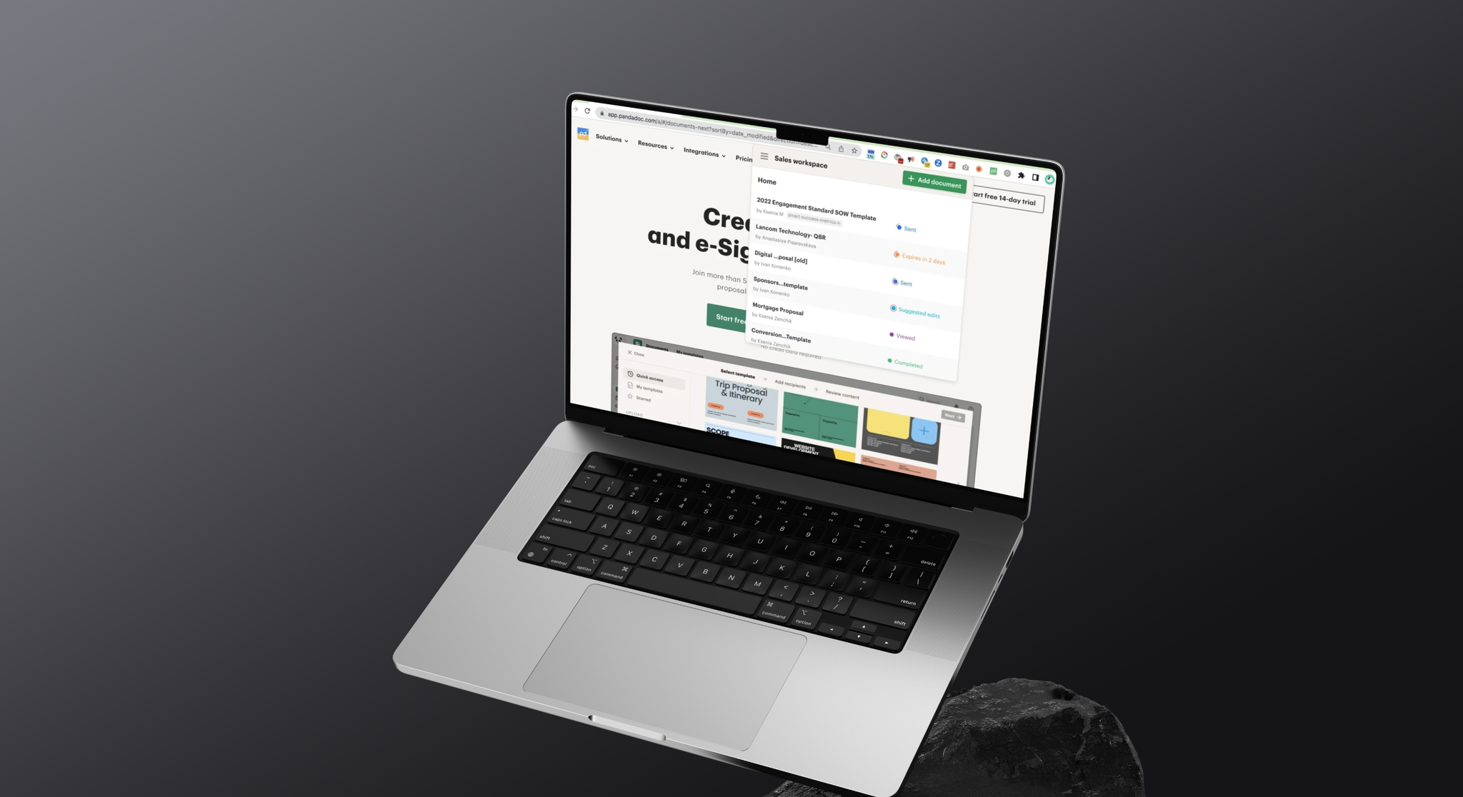PandaDoc create and e-sign interface