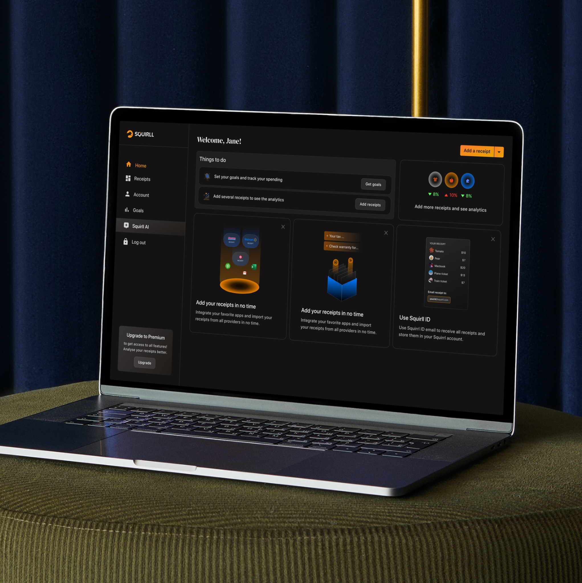 Squirll financial dashboard