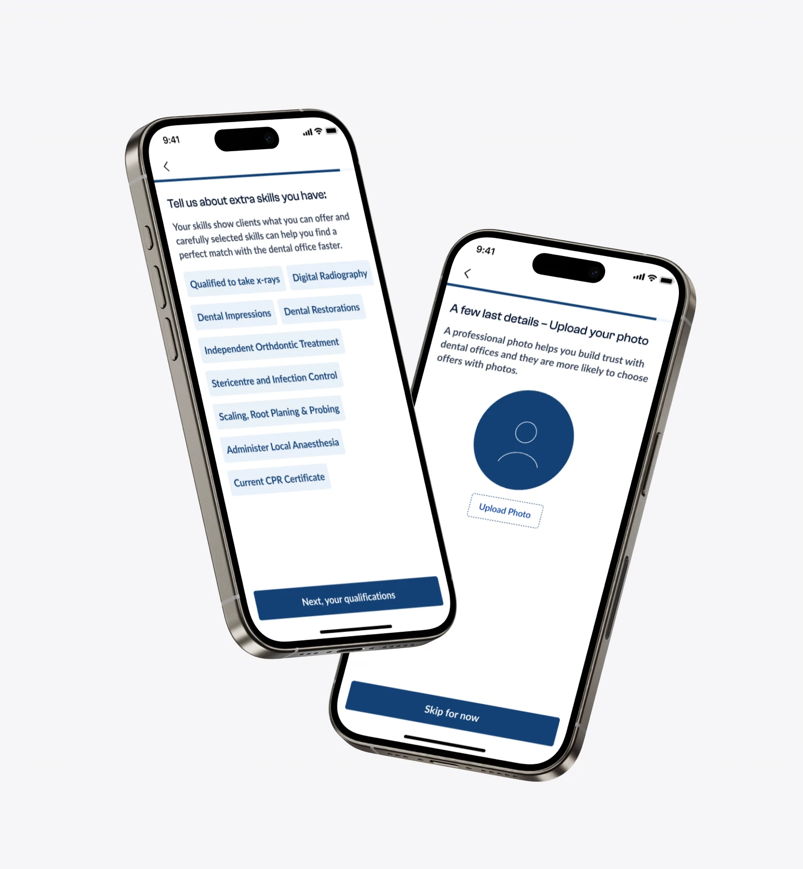Onboarding: extra skills selection and photo upload
